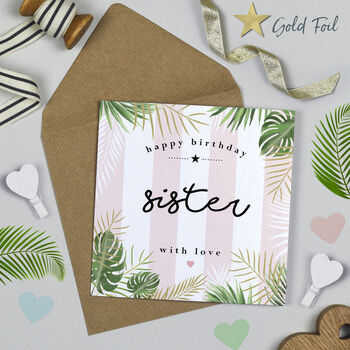 Palm Leaf Sister In Law Birthday Card, 2 of 3
