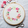 Pink And Peach Wreath Embroidery Hoop Kit, thumbnail 4 of 6
