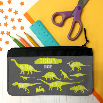 Personalised Dinosaur Chart Fabric Pencil Case, 4 of 11