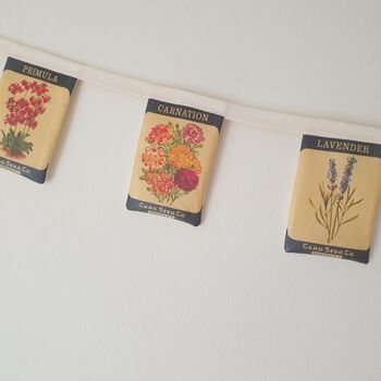 Fabric Flower Seed Packet Decorative Bunting, 6 of 8