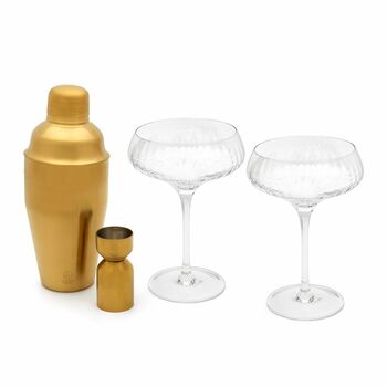 Martini Cocktail Gift Set In Soft Gold Finish, 3 of 5