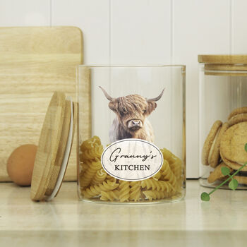 Personalised Highland Cow Glass Storage Jar, 3 of 7