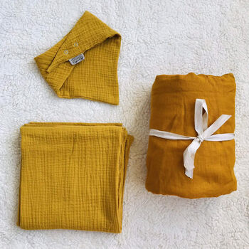 Mustard Linen Baby Blanket, 5 of 5