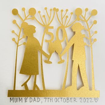 Framed Personalised 50th Golden Wedding Paper Cut Art, 9 of 10
