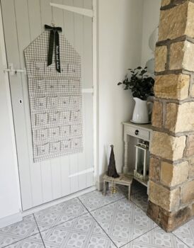 Personalised Beige Gingham Advent Calendar Velvet Bow, 5 of 12