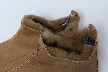 Sheepskin Slippers Camel 100% Hand Crafted Hard Sole, 2 of 4