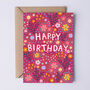 Floral Birthday Card For Women, Dark Pink Flowers, For Her, thumbnail 1 of 2