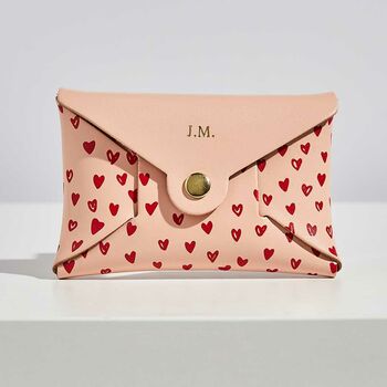 Personalised Heart Print Pink Leather Card + Coin Purse, 3 of 7
