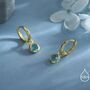 March Birthstone Aquamarine Blue Cz Hoop Earrings In Sterling Silver, thumbnail 3 of 12