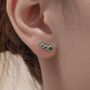 Emerald Green Cz Bubble Stud Earrings In Sterling Silver, thumbnail 1 of 12
