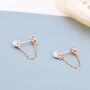 Sterling Silver Pearl And Chain Earrings, thumbnail 2 of 12