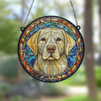 Labrador Yellow Stained Glass Effect Suncatcher, 2 of 6