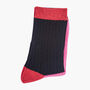 Glitter Mid Calf Ribbed Cotton Boot Socks Colour Block Black Pink, thumbnail 3 of 4