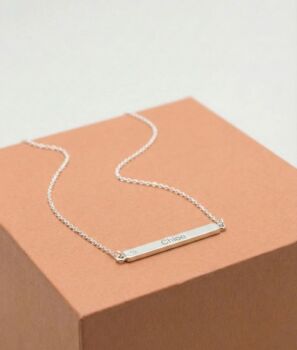 Personalised Silver Bar Initial Name Necklace Crystal, 5 of 9