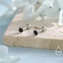 3mm Black Opal Screw Back Earrings In Sterling Silver, thumbnail 2 of 11