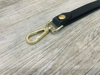 Personalised Black Leather Lanyard, Loop ID Lanyard, 7 of 12