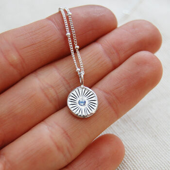Sunburst Birthstone Necklace In Silver Or Gold, 3 of 12