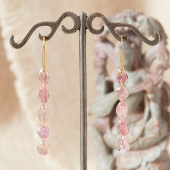 Pink Tourmaline Gold And Silver Link Dangle Earrings, 5 of 11