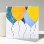 Mustard And Blue Balloons Birthday Card, thumbnail 8 of 9