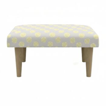 Hand Painted Upholstered Linen Square Footstool Polka Dot, 4 of 12