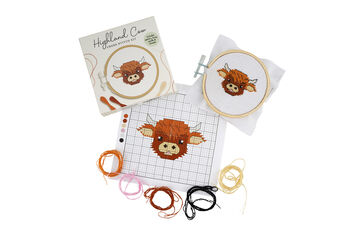 Bramble Farm Highland Cow Mini Cross Stitch Kit | Craft | Embroidery | Hobby, 2 of 5
