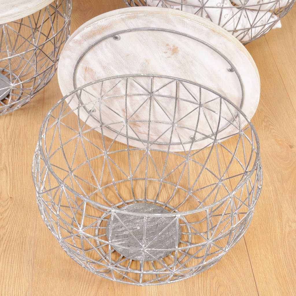 set of three industrial nesting storage tables by dibor