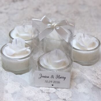Wedding Favours Candle Roses, Party Personalised Guests Gifts, 5 of 8