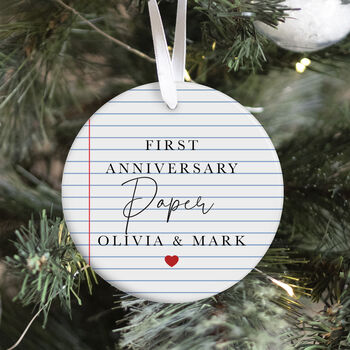 Personalised First Paper Anniversary Ceramic Ornament, 4 of 7
