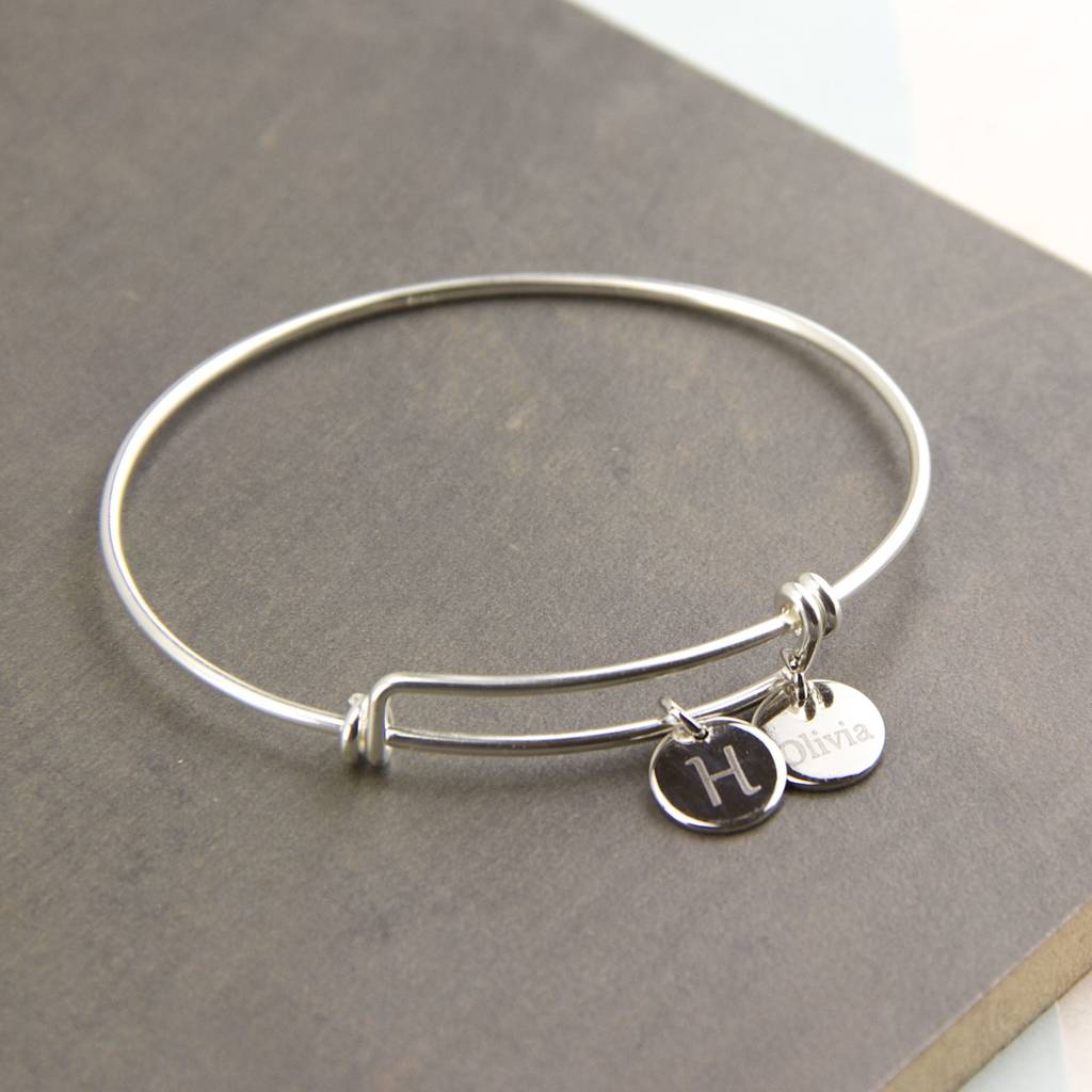 personalised sterling silver expandable bangle by gaamaa ...