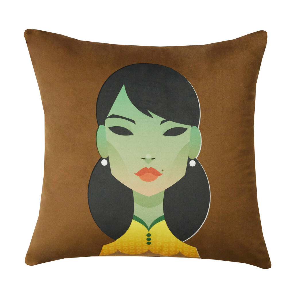 Green Lady Velvet Scatter Cushion, 1 of 2