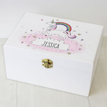 Personalised Unicorn White Wooden Keepsake Box, 3 of 3