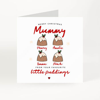Personalised Christmas Card For Mummy Little Pudding Design, 4 of 7
