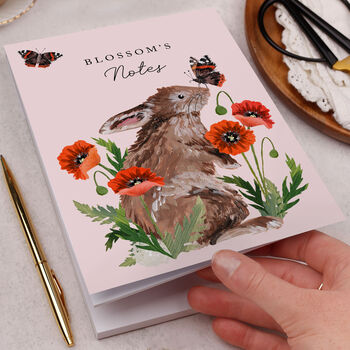 Personalised Notebook With Traditional Rabbit And Poppy, 2 of 4