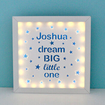 Personalised Dream Big Little One Night Light Box Light, 10 of 12