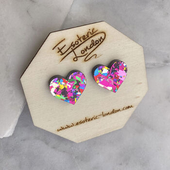 Colour Pop Confetti Heart Stud Earrings, 3 of 8