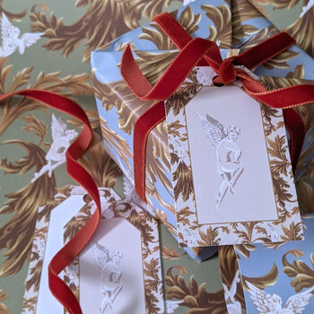 Christmas Wrapping Paper Set Cherub Design, 10 of 10