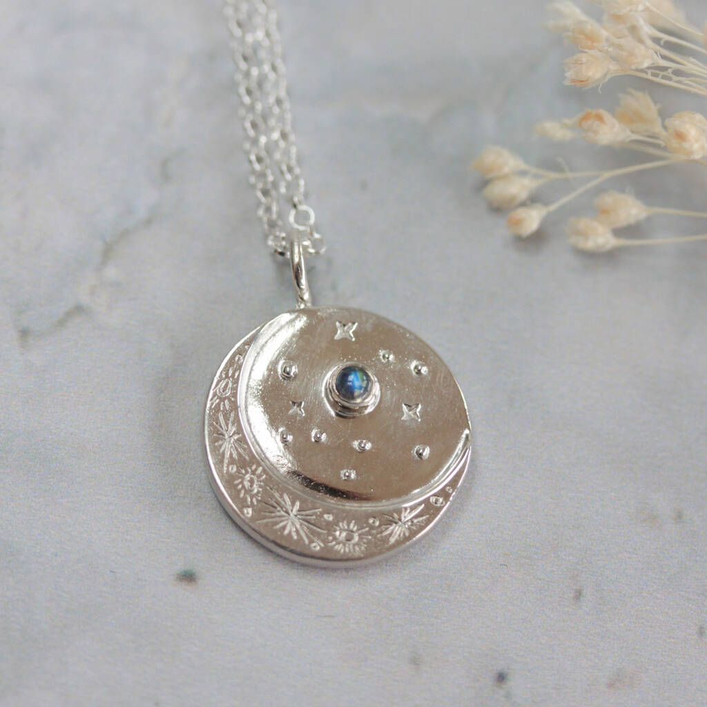 Moonstone Moon And Star Necklace By Erica Jewellery