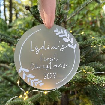 Baby's First Frosted Acrylic Christmas Decoration, 3 of 6