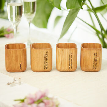 Personalised Solid Oak Whiskey Tumbler Wedding Gift Set, 6 of 11