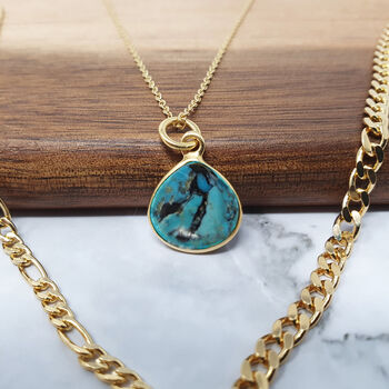 Gold Vermeil Plated Turquoise Dec Birthstone Necklace, 2 of 6