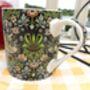 Jumbo Mug In Black Strawberry Thief Design, thumbnail 4 of 7