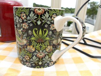 Jumbo Mug In Black Strawberry Thief Design, 4 of 7