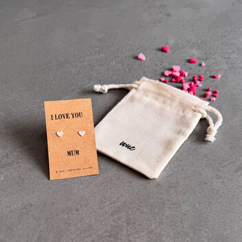 Love You Mum Sterling Silver Heart Earrings, 3 of 12