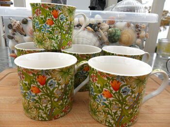 Set Of Six Palace Mugs In William Morris Golden Lily Design, 7 of 11