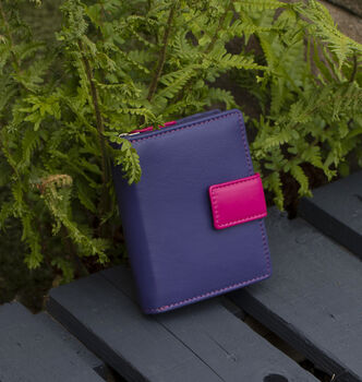 Personalised Purple Small Leather Purse Wallet Rfid Protected, 2 of 9
