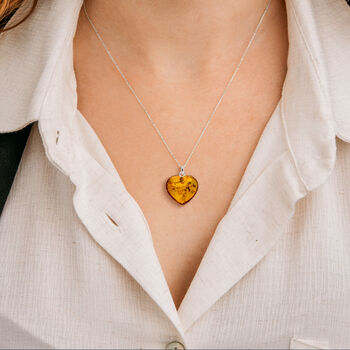 Sterling Silver Baltic Amber Heart Necklace, 4 of 11