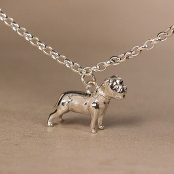 Personalised 3D Staffordshire Bull Terrier Silver Chain Bracelet, 2 of 10