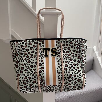 Personalised Leopard Print Tote Bag Set, 5 of 6