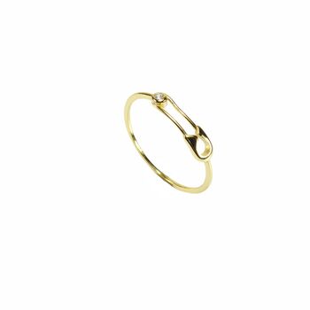 Safety Pin Cz Rings, Rose Or Gold Plated 925 Silver, 11 of 11