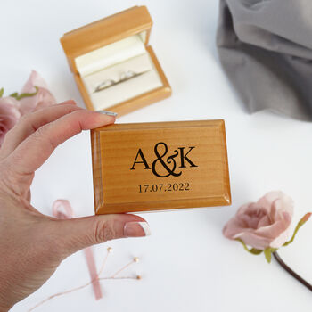 Personalised Double Wedding Ring Wooden Box, 4 of 7
